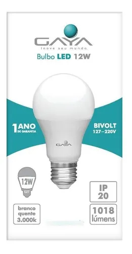 Lâmpada LED Bulbo A60 Bivolt 12W Gaya