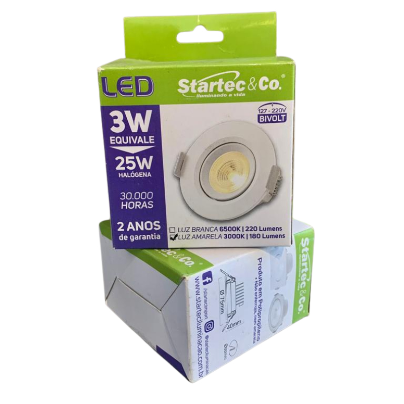Spot Embutir LED COB 3W 3000K – Startec